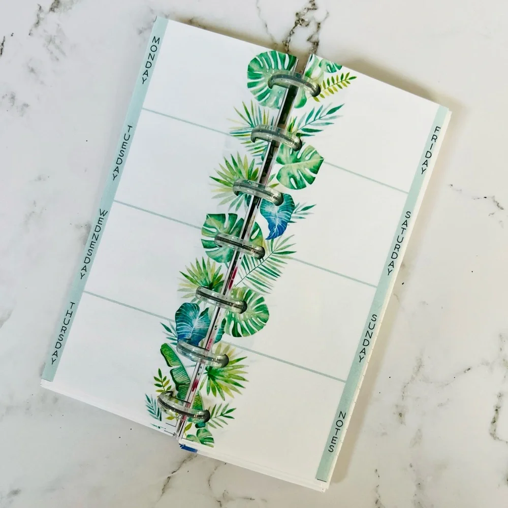 Skinny mini planner tropical plants and flowers weekly layout plants stickers